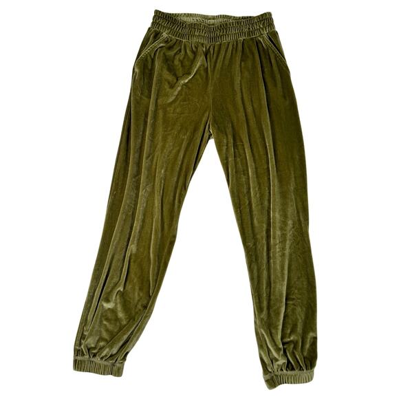 Araminta James Pants - Araminta James Velour Jogger Olive Green Women’s Small Pockets Y2K Velvet Lounge
